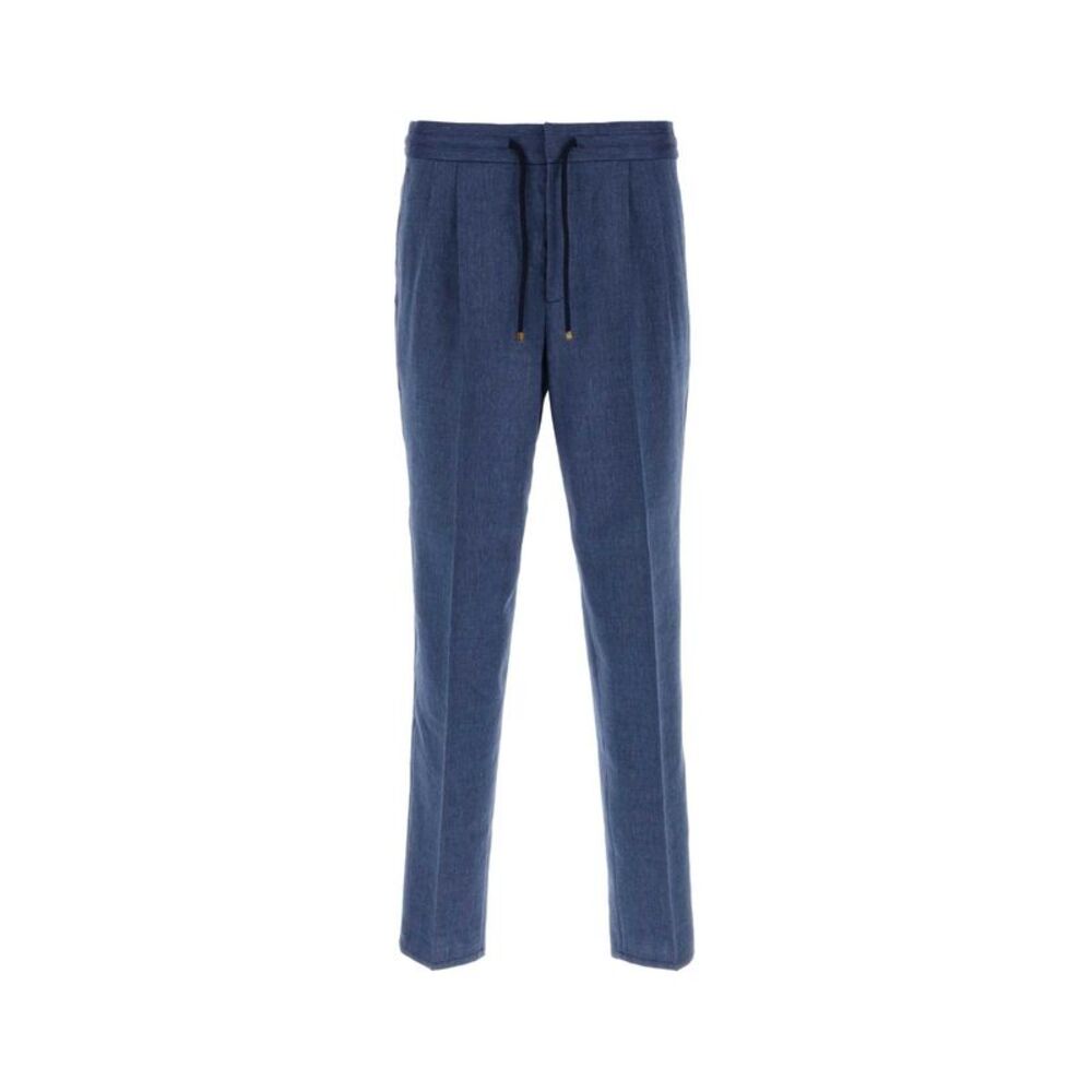 Brunello Cucinelli Men Blue Linen Blend Pant